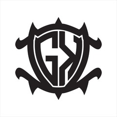 GK Logo monogram isolated with frame shield shape design template
