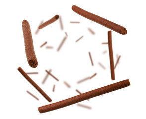 dry dog ​​food on white background