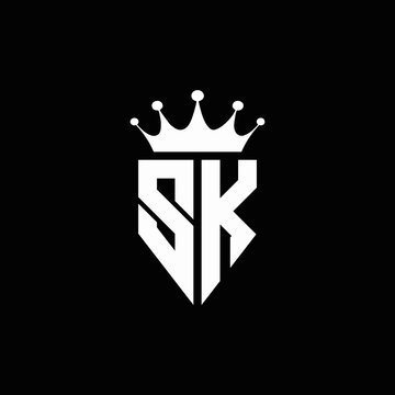 SK logo monogram emblem style with crown shape design template Stock Vector  | Adobe Stock