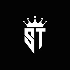 Deurstickers ST logo monogram emblem style with crown shape design template © NanasArt
