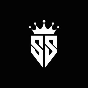 SS logo monogram emblem style with crown shape design template