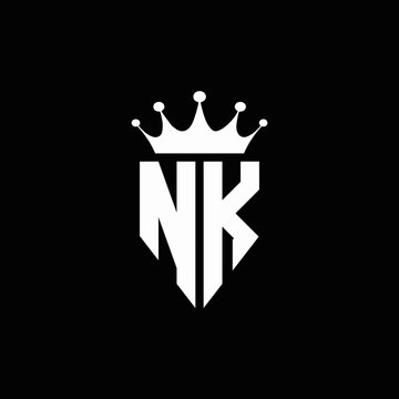 NK logo monogram emblem style with crown shape design template