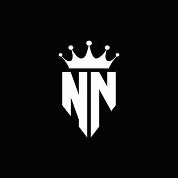 NN logo monogram emblem style with crown shape design template