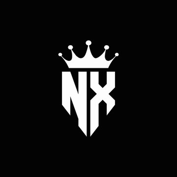 NX logo monogram emblem style with crown shape design template
