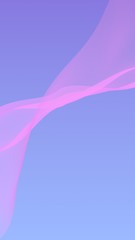 Pink wave on blue sky abstract background. Fluttering pink scarf. Waving on wind pink fabric. Vertical orientation. 3D illustration