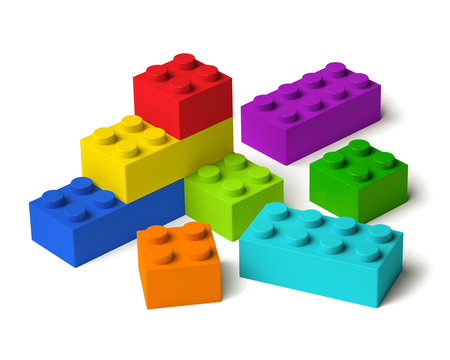 Building blocks in rainbow colors 3D