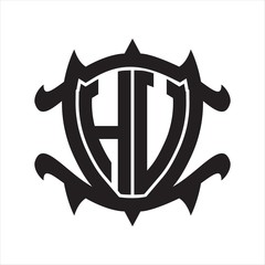 HV Logo monogram isolated with frame shield shape design template