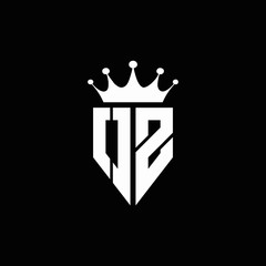 OZ logo monogram emblem style with crown shape design template - obrazy, fototapety, plakaty