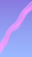 Pink wave on blue sky abstract background. Fluttering pink scarf. Waving on wind pink fabric. Vertical orientation. 3D illustration