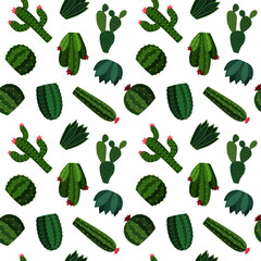 Seamless vector pattern with succulents and cactuses. Trendy design with cute blooming cacti in pots. Perfect for fabric, wallpaper, prints or giftwrap printing. - 344121193