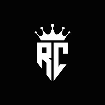 RC logo monogram emblem style with crown shape design template