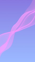 Pink wave on blue sky abstract background. Fluttering pink scarf. Waving on wind pink fabric. Vertical orientation. 3D illustration