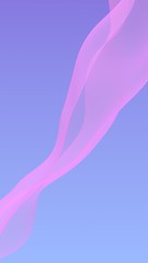 Pink wave on blue sky abstract background. Fluttering pink scarf. Waving on wind pink fabric. Vertical orientation. 3D illustration