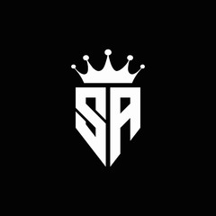 SA logo monogram emblem style with crown shape design template - obrazy, fototapety, plakaty