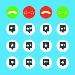 Phone icons set. likes on social networks EPS-10