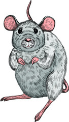 cute rat gray symbol of new year