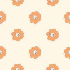 Flowers , floral boho hand drawn seamless vector fill. Cute childish drawing. Baby wrapping paper, textile, vector .illustration