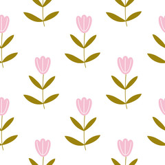Flowers , floral boho hand drawn seamless vector fill. Cute childish drawing. Baby wrapping paper, textile, vector .illustration