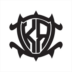 KR Logo monogram isolated with frame shield shape design template