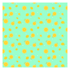 Seamless pattern for fabric or poster. A lemon with a leaf. Vector illustration.