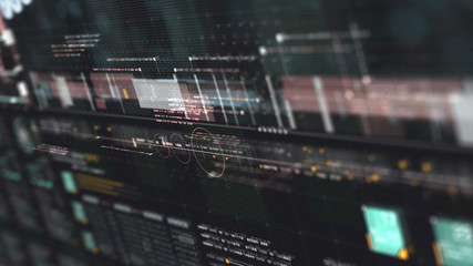 Futuristic holographic advance biomedical DNA sequence analysis diagnostic head up display for background computer screen display