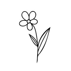 flower on a stem with leaves hand drawn in doodle style. element scandinavian monochrome minimalism simple vector element. plant, summer. design card, sticker, poster icon
