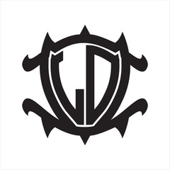 LD Logo monogram isolated with frame shield shape design template