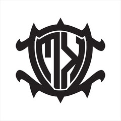 MK Logo monogram isolated with frame shield shape design template