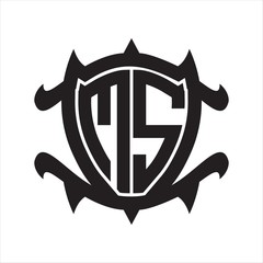 MS Logo monogram isolated with frame shield shape design template