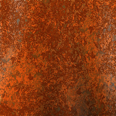 Rusty and metal texture background. Realistic russet sample, template. Vector illustration.