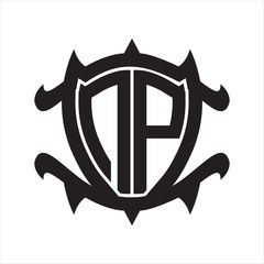 NP Logo monogram isolated with frame shield shape design template
