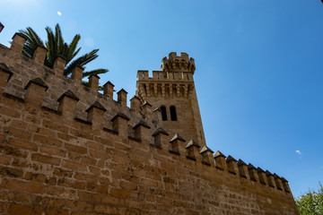 Part of Mallorca cathedral castle walls, Palma de Mallorca, Spain