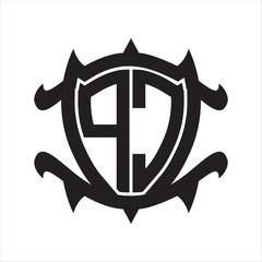 PC Logo monogram isolated with frame shield shape design template