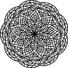 Mandala coloring page for kids and adults. Vector illustration. Relax black and white ornament. Meditative drawing coloring book. Kaleidoscope template for design work.