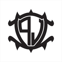 PJ Logo monogram isolated with frame shield shape design template
