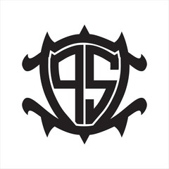 PS Logo monogram isolated with frame shield shape design template