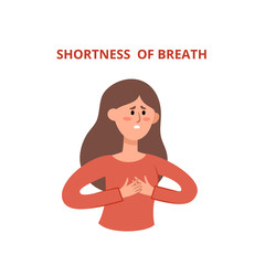 Vector illustration of woman with shortness of breath of coronavirus.