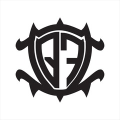 QF Logo monogram isolated with frame shield shape design template