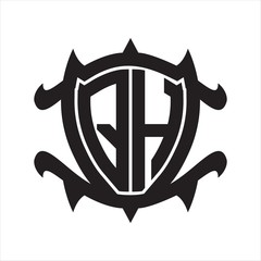 QH Logo monogram isolated with frame shield shape design template