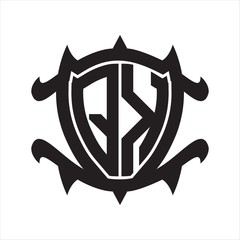 QK Logo monogram isolated with frame shield shape design template