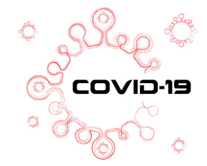 Covid-19 Coronavirus concept logo design vector. outbreak virus