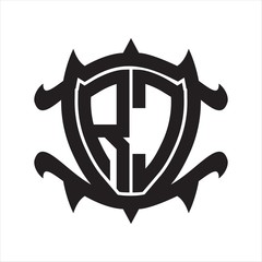 RC Logo monogram isolated with frame shield shape design template