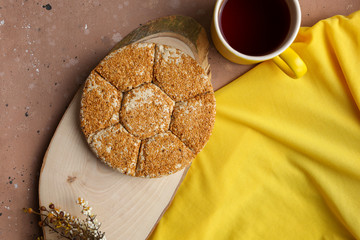 coffee next to sesame on the halva
