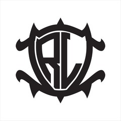 RL Logo monogram isolated with frame shield shape design template