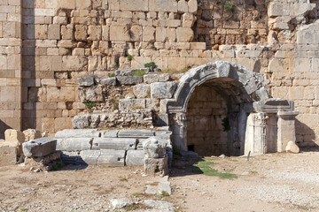 ruins of Ancient Greek  theatre, Perge, Antalya, Turkey.