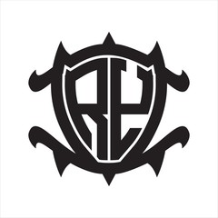 RY Logo monogram isolated with frame shield shape design template