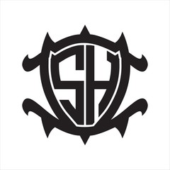 SH Logo monogram isolated with frame shield shape design template