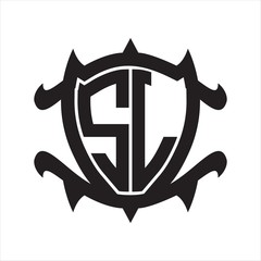 SL Logo monogram isolated with frame shield shape design template