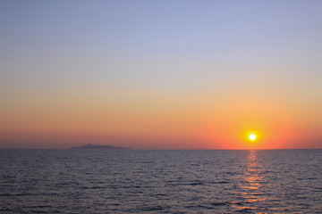 Sunset in the Cyclades sea, Mediterranean Greece