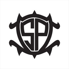 SP Logo monogram isolated with frame shield shape design template